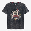 Once Upon Magic Pirates of the Caribbean graphic t-shirt with a distressed charcoal mineral wash cotton fabric and a vintage crest design.