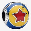 Once Upon Magic Pixar Ball charm with yellow sphere, red star, and blue accents. Compatible with Pandora bracelets.