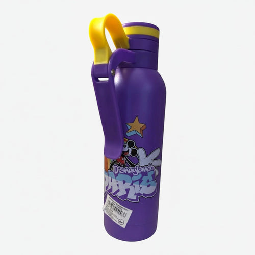 Gourde inox violette Mickey et Donald avec boucle jaune – Disneyland Paris