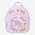 Once Upon Magic Disney Tangled Rapunzel & Maximus floral convertible mini backpack with sun emblem. Faux leather.