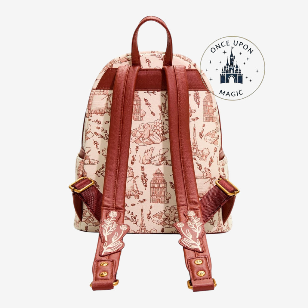 Dos du mini sac Loungefly Ratatouille crème et rouge avec bretelles réglables