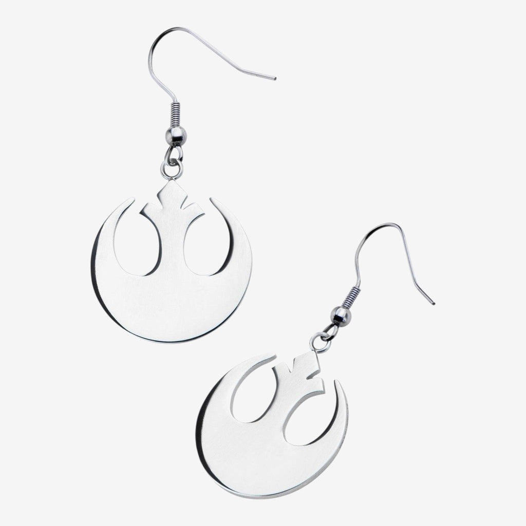 Once Upon Magic silver stainless steel Star Wars Rebel Alliance logo drop earrings