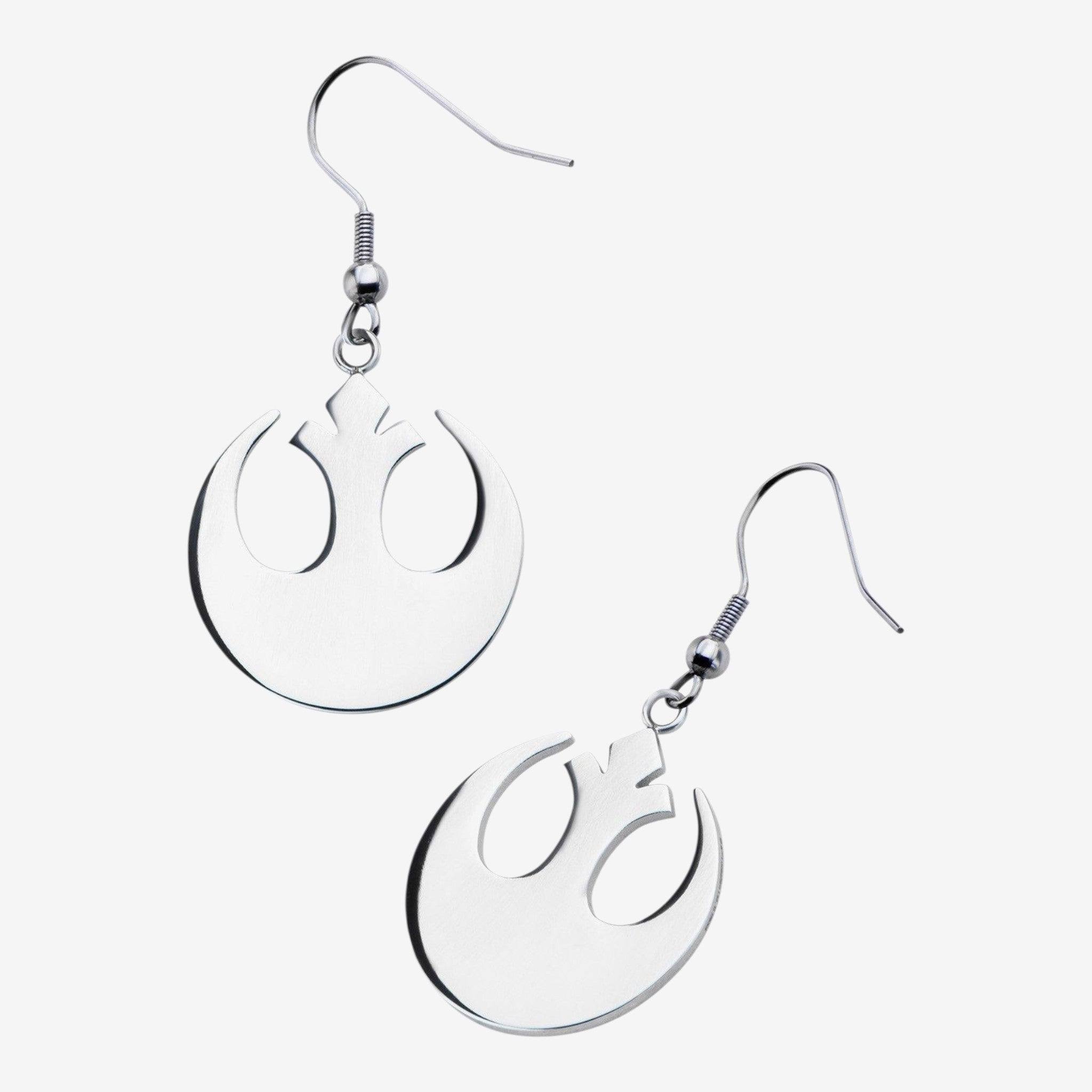 Once Upon Magic silver stainless steel Star Wars Rebel Alliance logo drop earrings