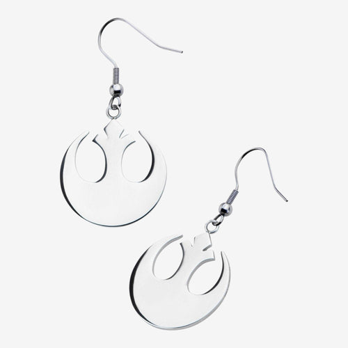 Once Upon Magic silver stainless steel Star Wars Rebel Alliance logo drop earrings