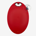 Once Upon Magic oval red Mickey Mouse cutting board with a white Mickey icon at the top for kitchen use