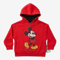 Once Upon Magic red pixel art Mickey Mouse hoodie for kids with black hood lining and Disneyland Paris embroidery.