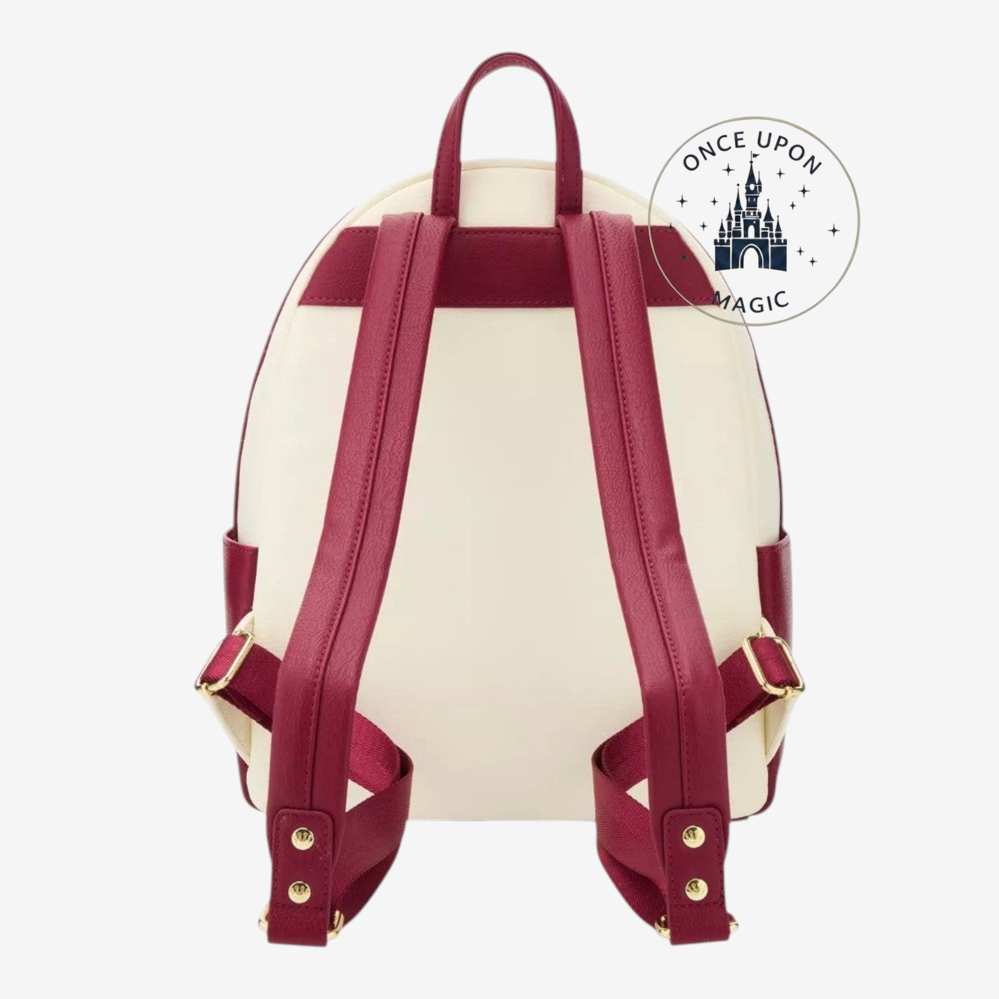 Once Upon Magic Sac à dos Disney Moana Hei Hei et Pua en similicuir crème et bordeaux avec bretelles réglables.