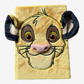 Once Upon Magic yellow plush Simba notebook with 3D ears and embroidered face details.