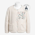 Once Upon Magic cream sherpa jacket featuring Simba jungle print pocket and trim, official Disney Lion King design.
