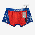 Once Upon Magic Spider-Man boxer briefs in red and blue with a spiderweb print and branded elastic waistband.