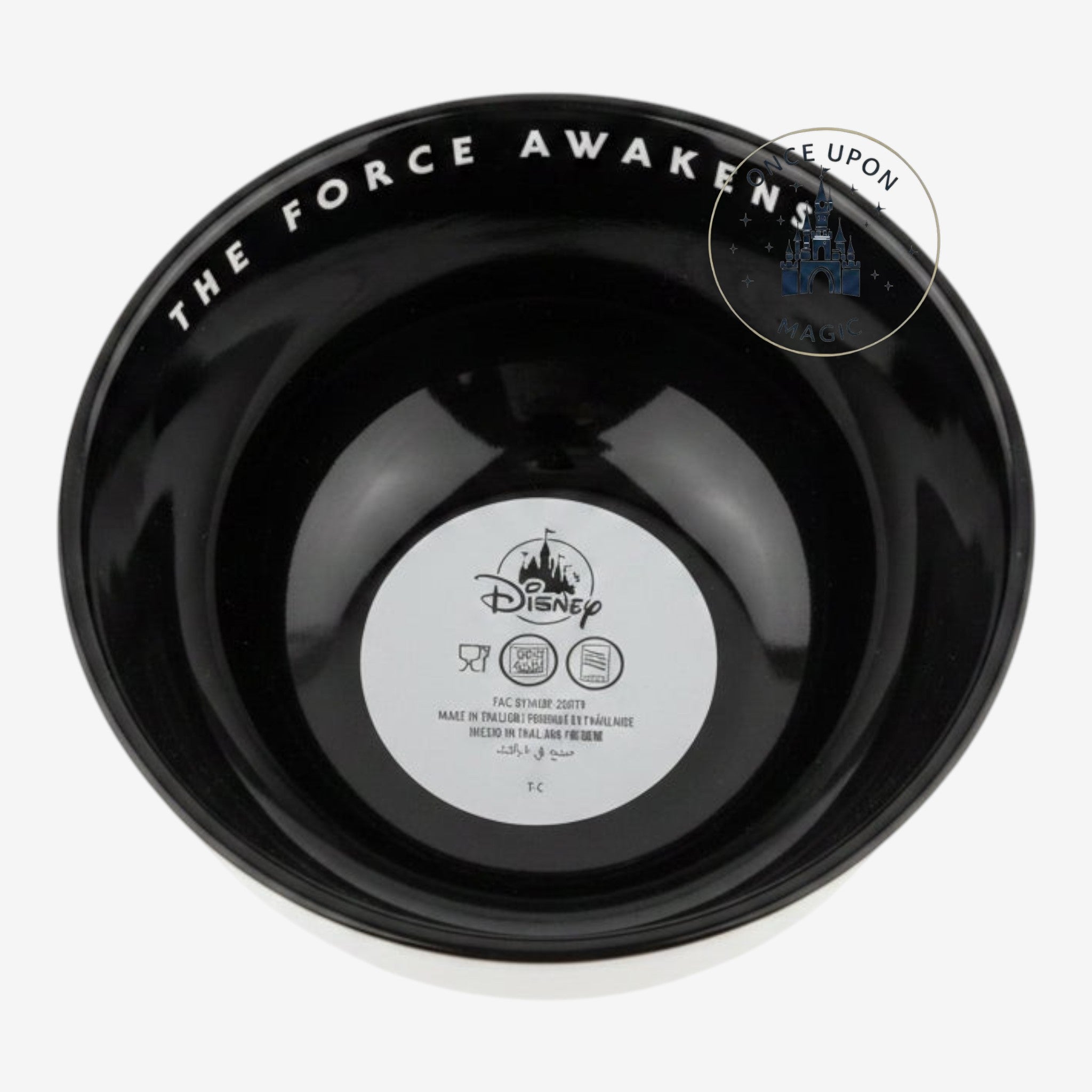 Once Upon Magic Star Wars The Force Awakens black and white ceramic bowl with Disney branding