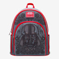 Once Upon Magic Star Wars Darth Vader floral embossed grey faux leather mini backpack with red trim and accents.