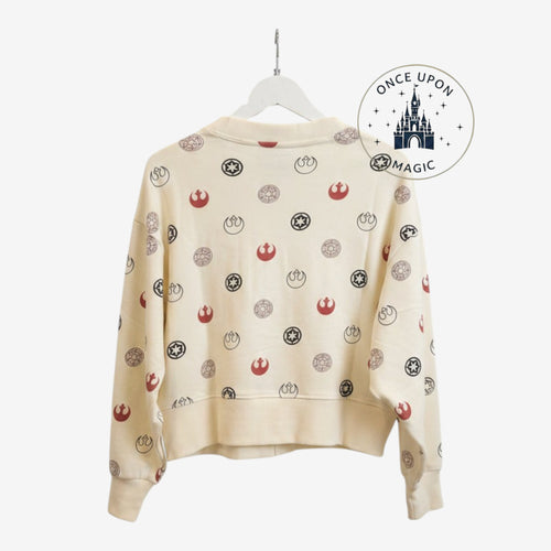 Gilet court femme Star Wars écru avec logos Alliance Rebelle et Empire Galactique