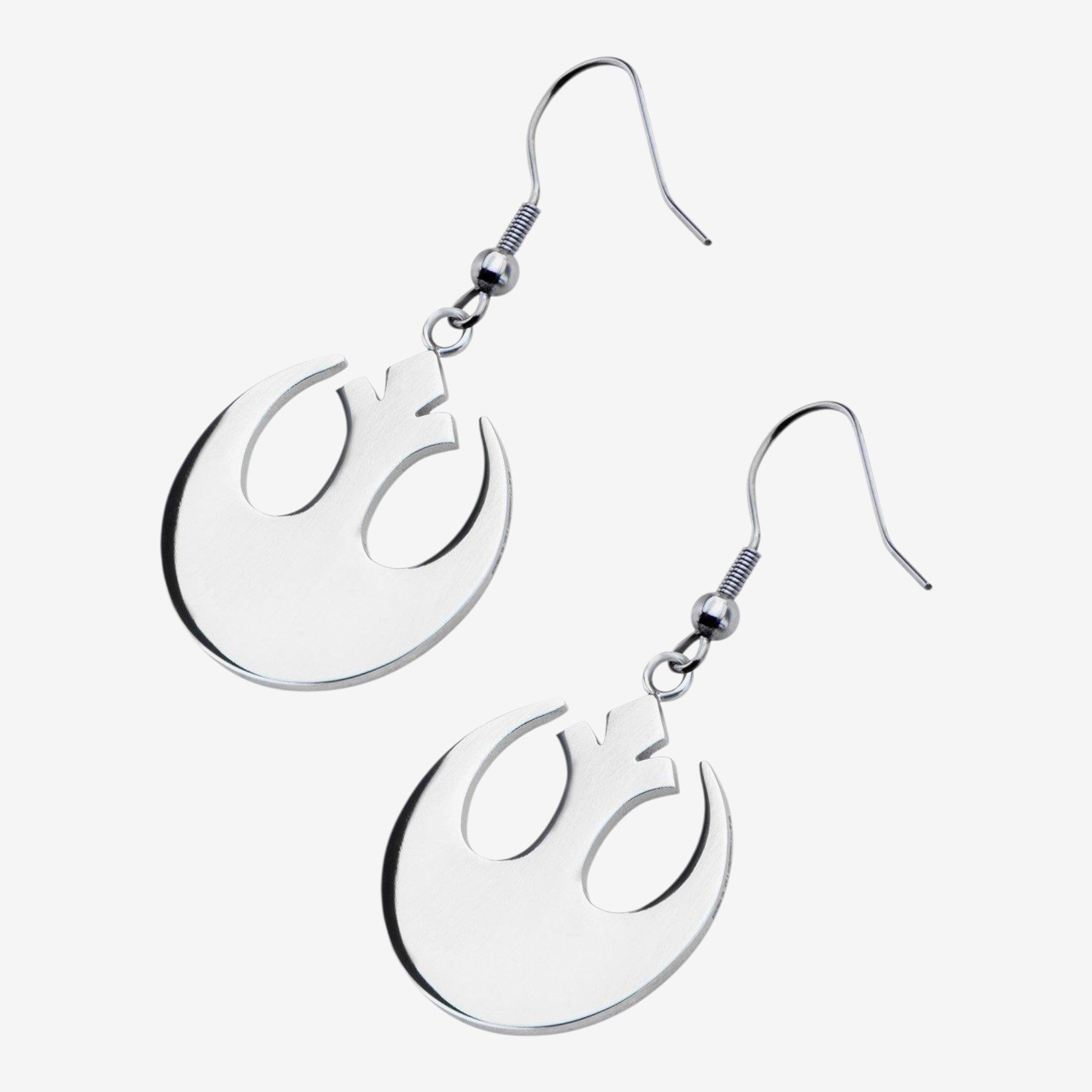 Once Upon Magic Star Wars Rebel Alliance logo drop earrings in silver-tone stainless steel.
