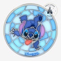 Vitrail décoratif Stitch Disneyland Paris avec effet verre teinté bleu et support inclus