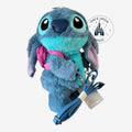 Once Upon Magic Stitch plush crossbody bag in blue with large ears and a detachable pink mini-backpack accessory.