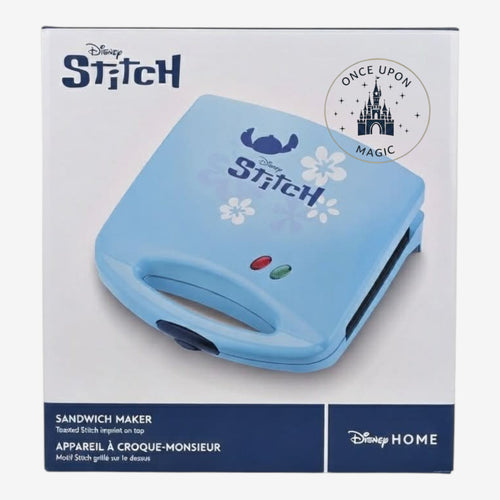 Once Upon Magic Disney Stitch blue sandwich maker with character logo and floral details in packaging