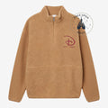 Sweat polaire marron à demi-zip, brodé du logo Disney et "Est. 1992" par Once Upon Magic.