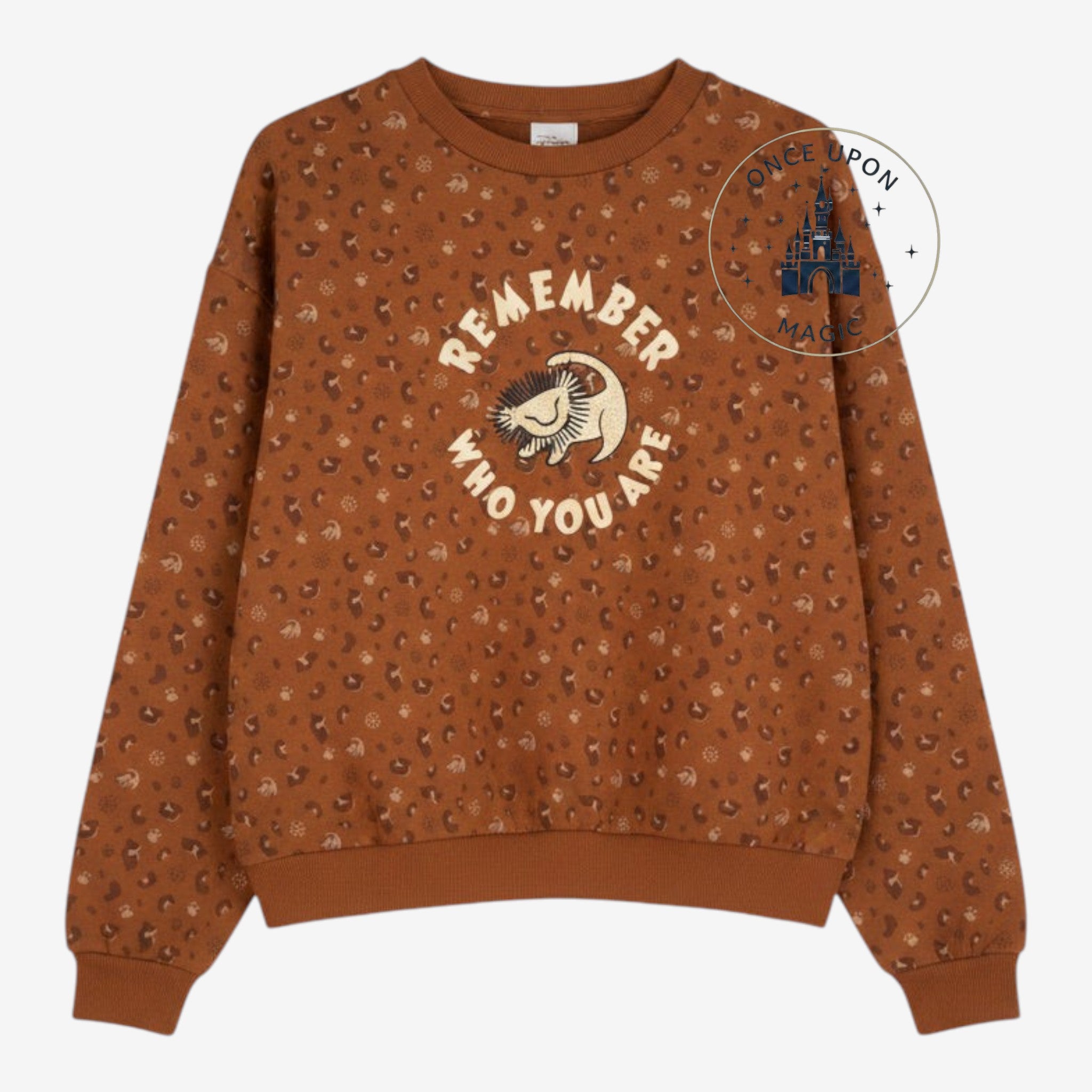 Sweat-shirt Once Upon Magic marron Roi Lion avec broderie Simba et inscription Remember Who You Are