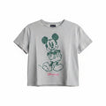 T-shirt Once Upon Magic gris clair pour enfant avec motif Mickey Mouse en pixel art vert et logo Disneyland Paris