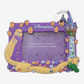 Once Upon Magic purple magnetic photo frame featuring Rapunzel, Pascal, lanterns, flowers, and tower from Disney's Tangled.