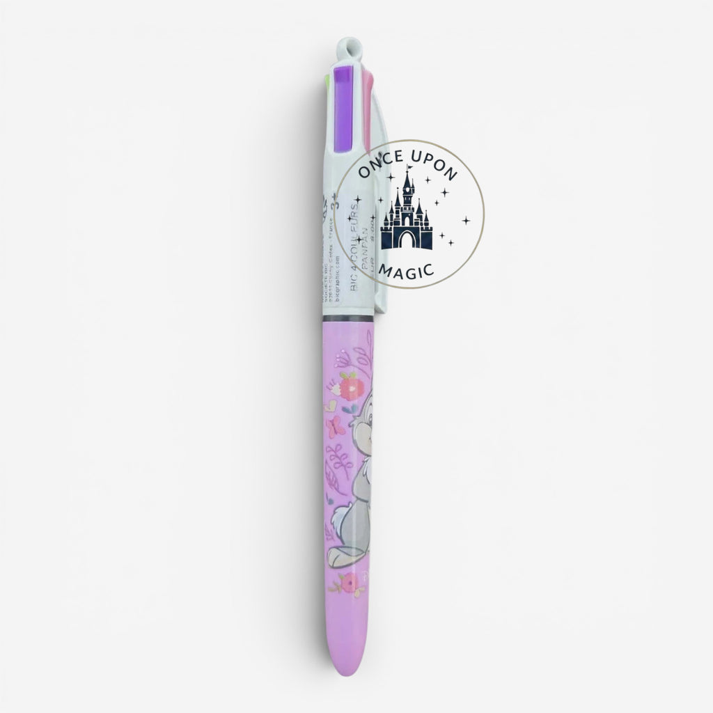 Once Upon Magic Thumper character multi-color ink pen with a light purple floral barrel and click-top mechanism.