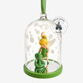Once Upon Magic Tinker Bell Christmas ornament featuring the fairy in a glass dome with a green base and ribbon