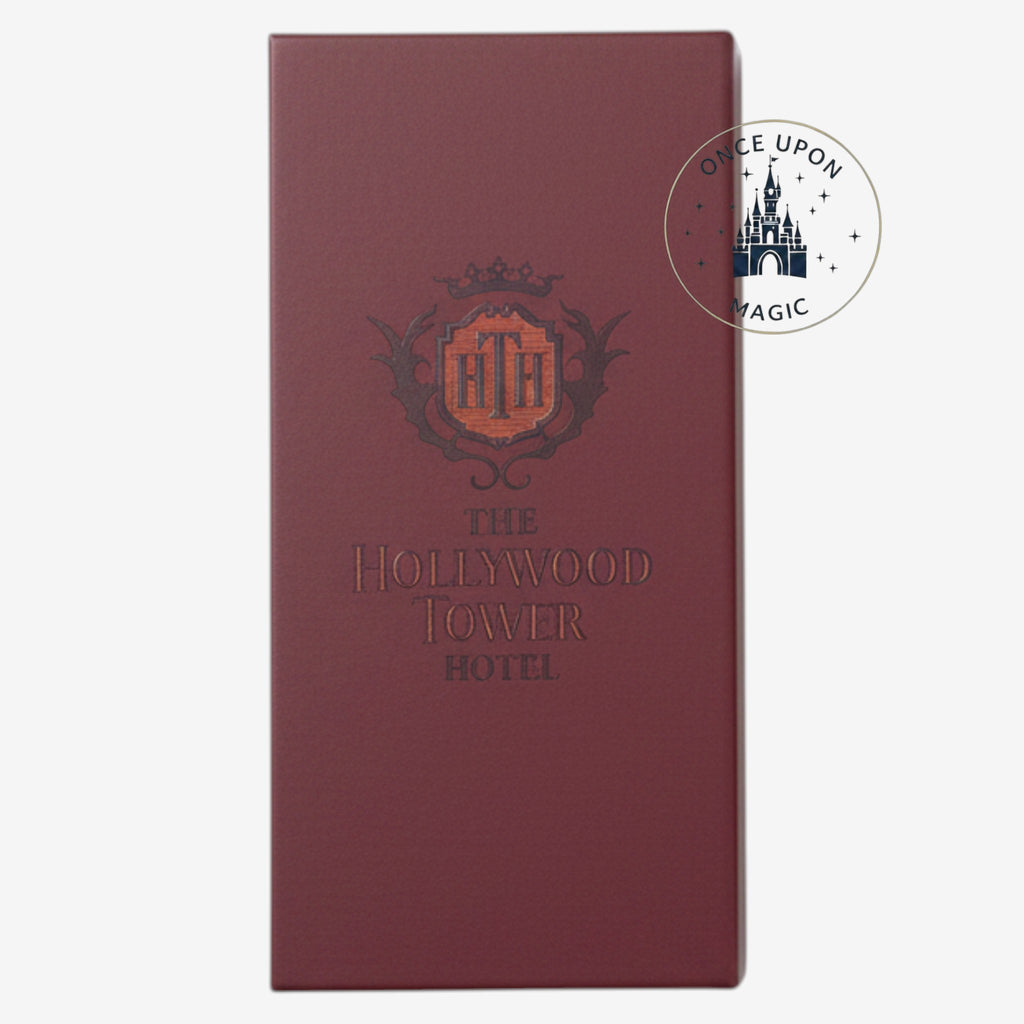 Once Upon Magic jumbo collectible key featuring Art Deco Tower of Terror design in a burgundy HTH presentation box