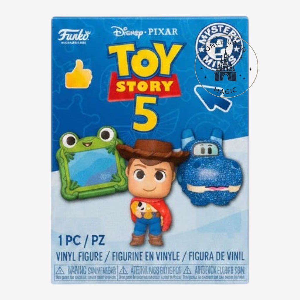 Once Upon Magic Toy Story 5 mystery box featuring a collectible Funko vinyl figure from the Disney Pixar movie.