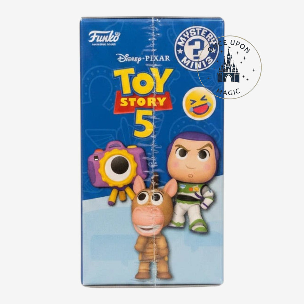 Once Upon Magic Toy Story 5 mystery box featuring Funko Mystery Minis characters Buzz Lightyear and Bullseye