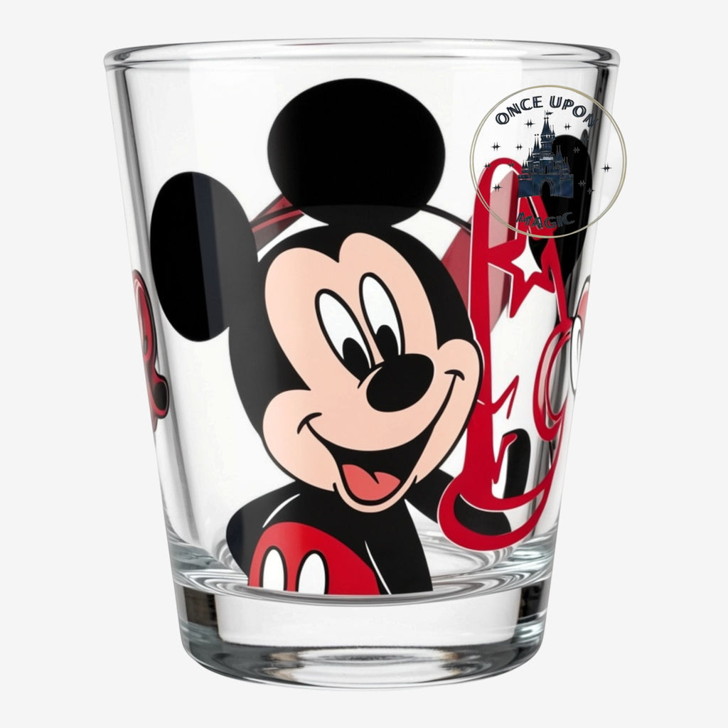 Verre Once Upon Magic Disneyland Paris en verre transparent avec motif Mickey Mouse rouge et noir