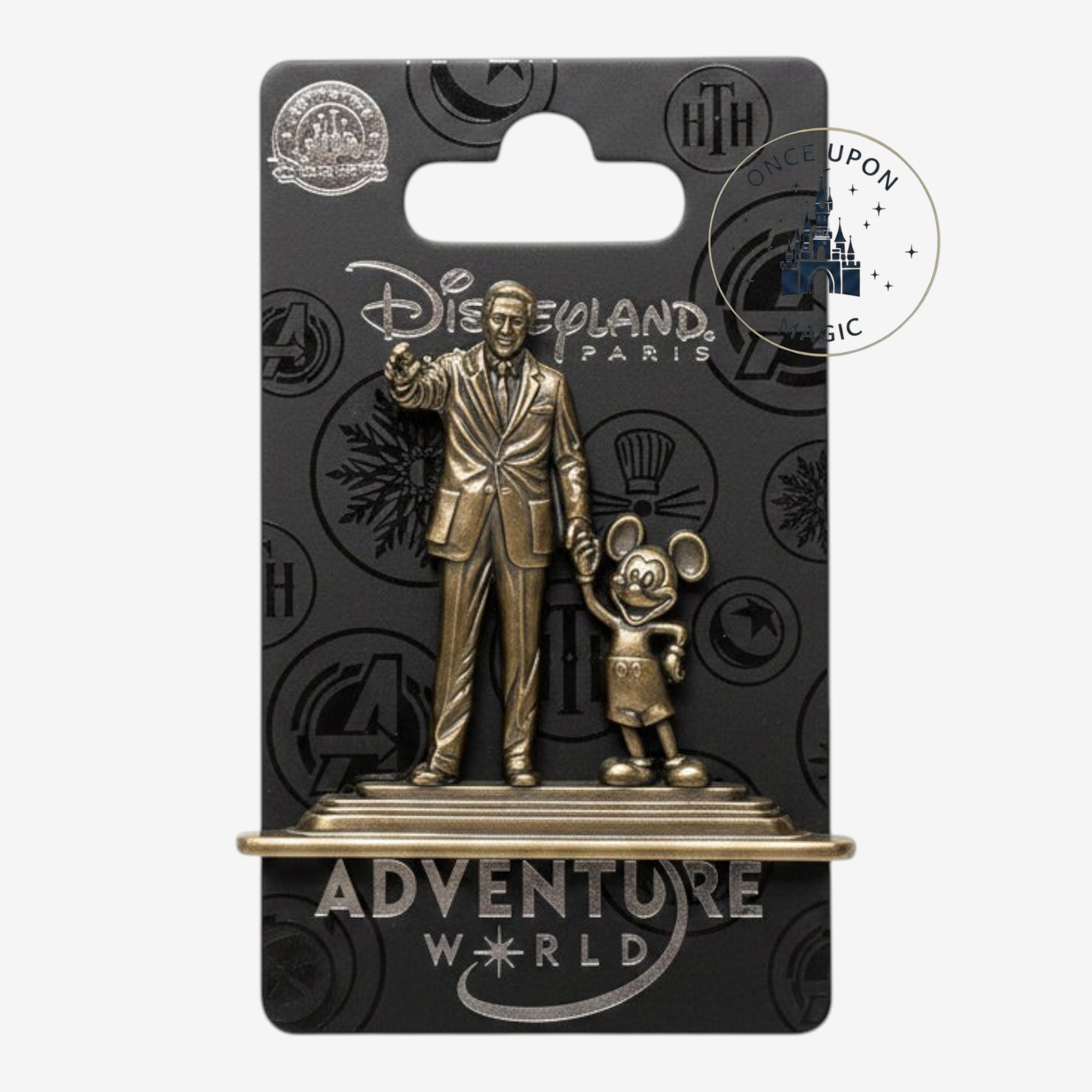 Once Upon Magic Partners pin featuring Walt Disney and Mickey Mouse in bronze finish from Disneyland Paris