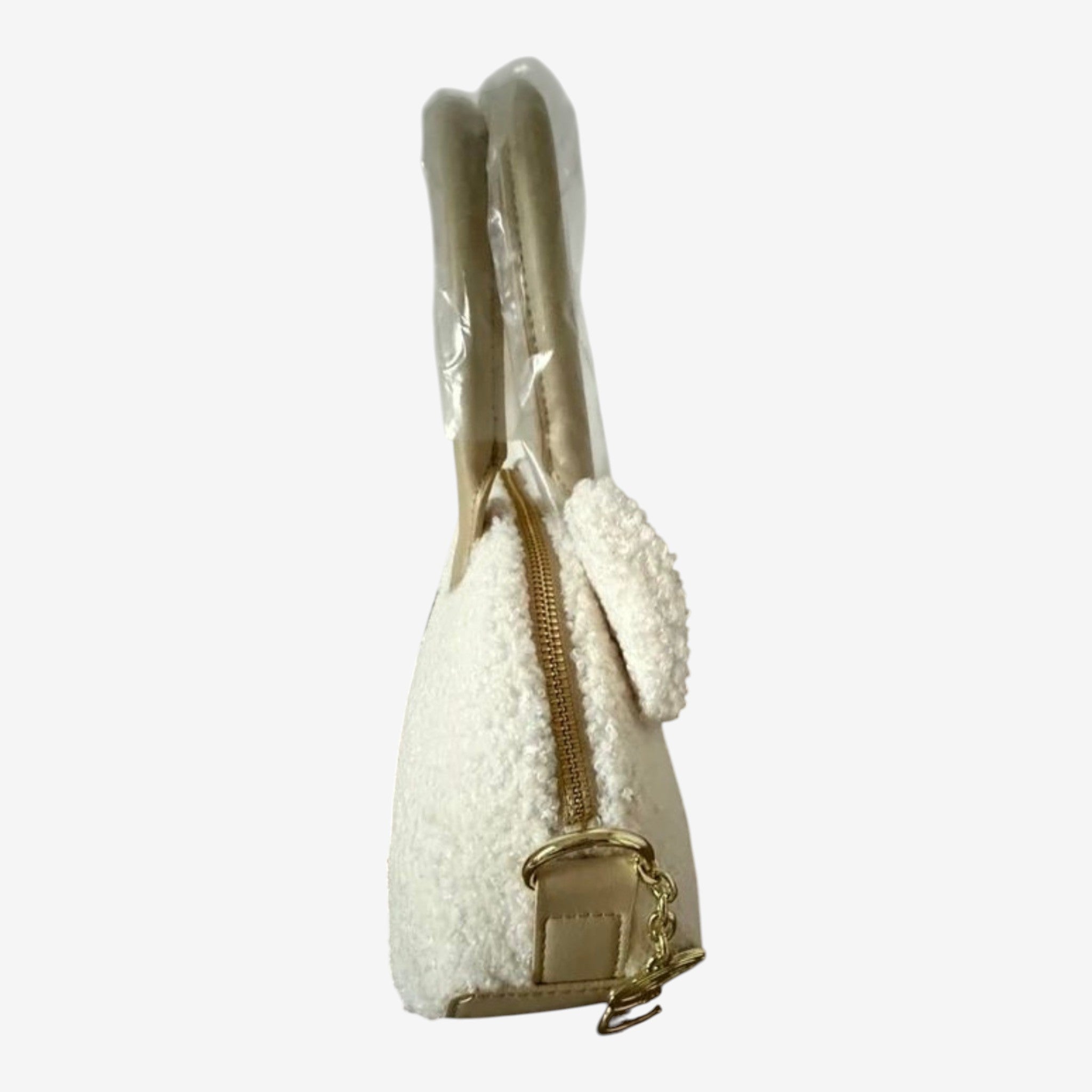 Once Upon Magic Winnie the Pooh sherpa mini duffel bag with gold hardware and zip closure.