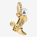 Once Upon Magic gold-tone charm shaped like Woody's cowboy boot with Andy's name stitched on it and a spur.