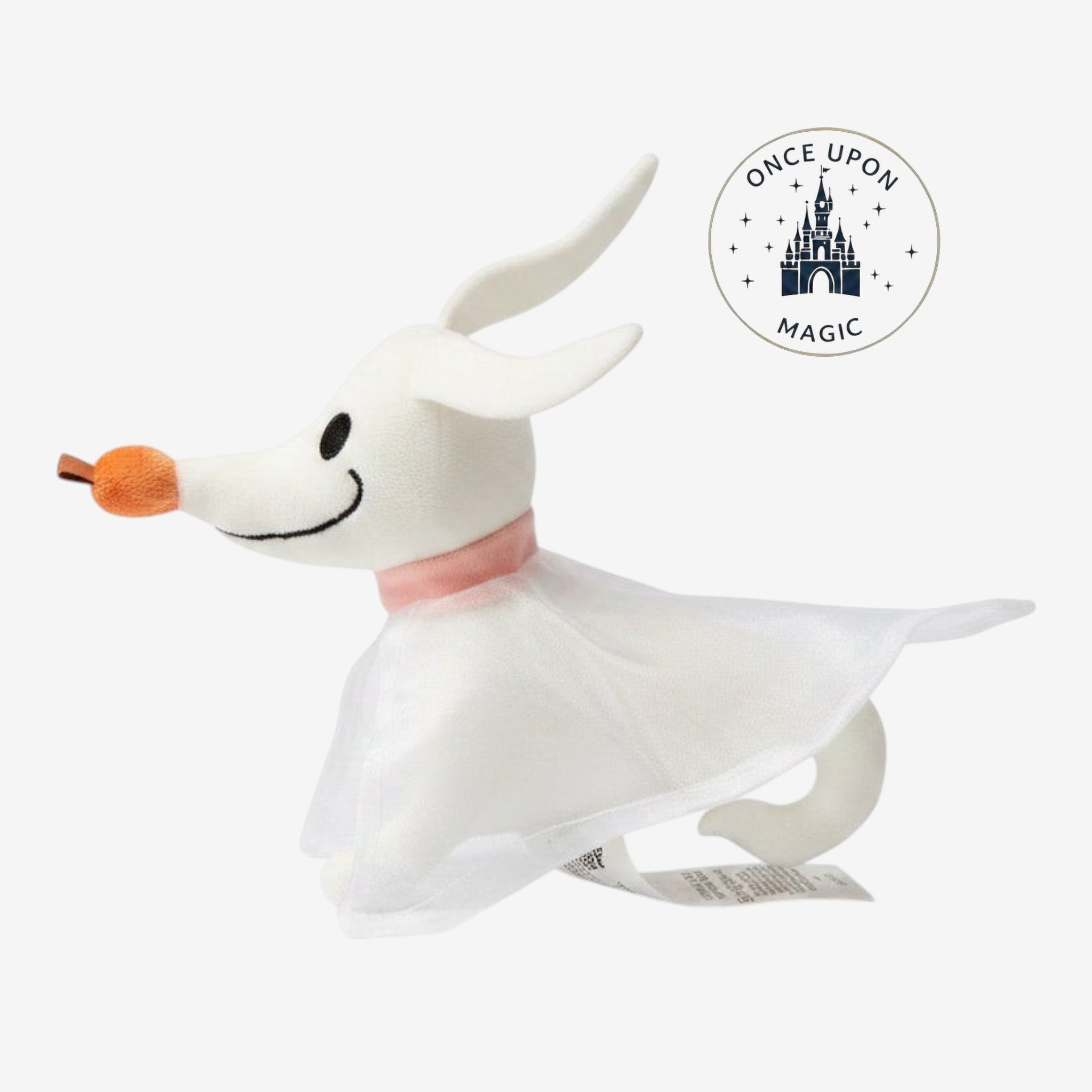 Once Upon Magic Zero shoulder plush from The Nightmare Before Christmas with white ghost body and orange nose