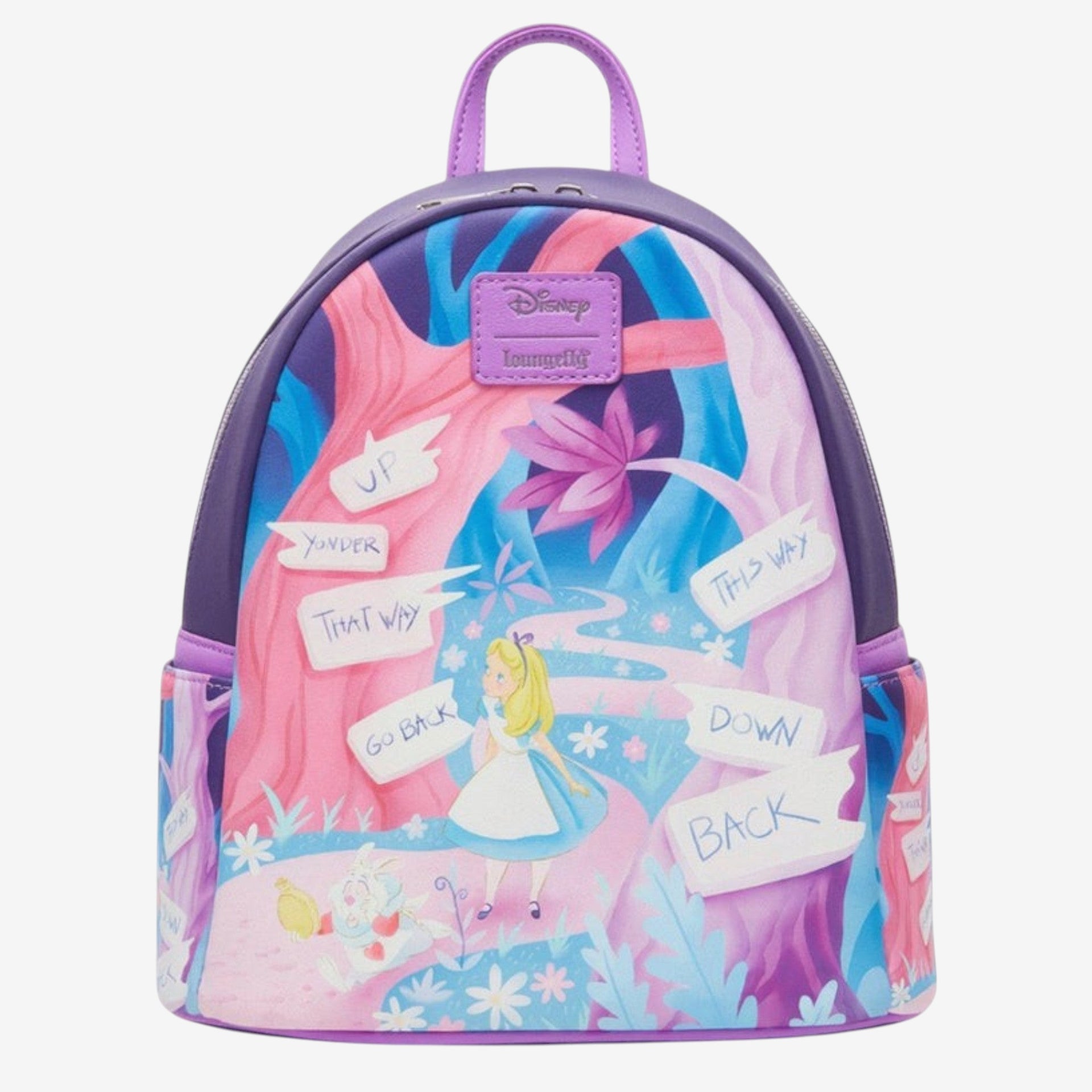 alice and wonderland mini backpack Loungefly x Disney in Handbag Purse Open Clothing Beanie Hats Loungefly Alice in Wonderland Panels