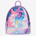 Once Upon Magic Loungefly Alice in Wonderland mini backpack, purple with Alice and White Rabbit, directional signs.