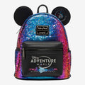 Once Upon Magic Disneyland Paris Adventure World mini backpack with multicolor sequins and Mickey ears.