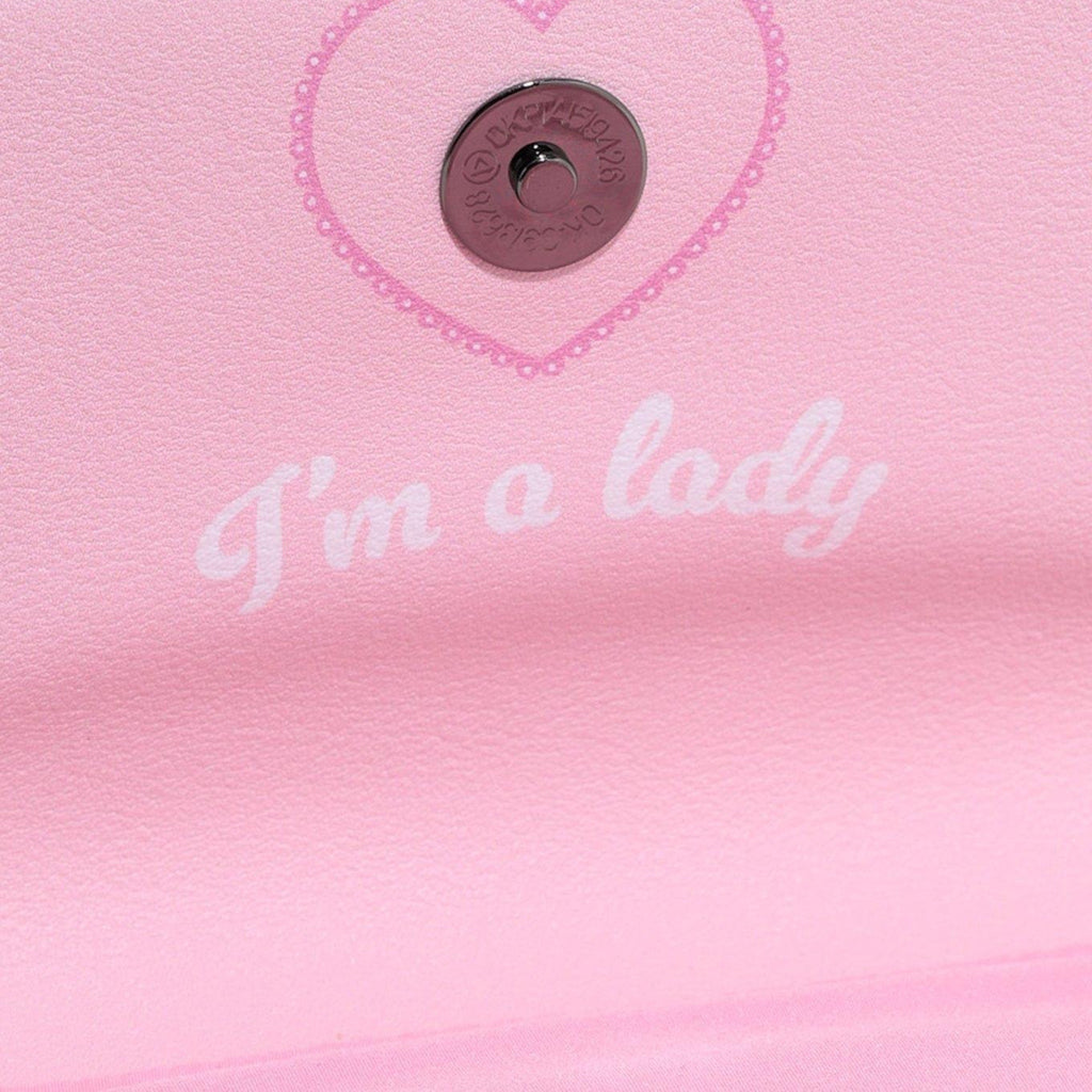 Once Upon Magic Disney The Aristocats Marie fuzzy pink mini flap wallet with "I'm a lady" text and heart detail.
