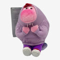 Once Upon Magic purple plush toy of Embarrass from Disney Pixar's Inside Out 2, wearing a hoodie and magnetic shoulder attachment.