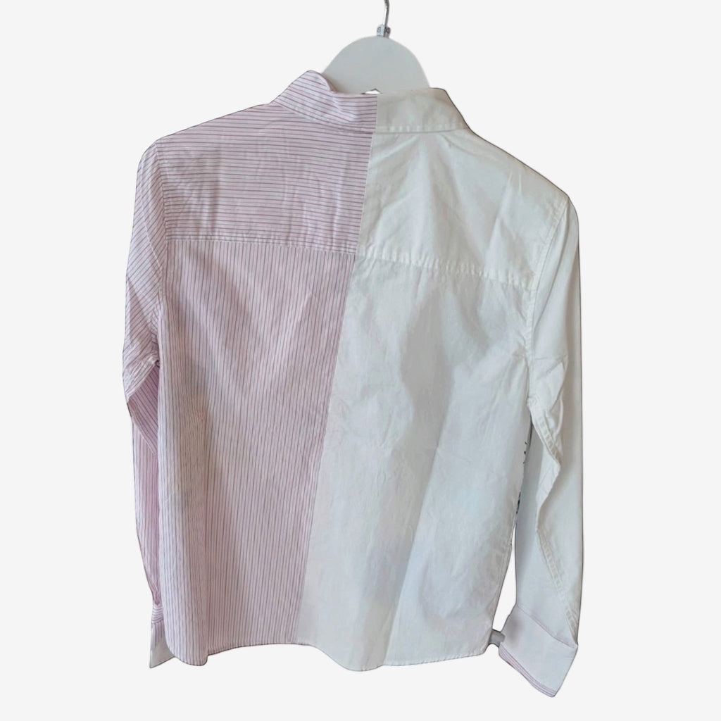 Once Upon Magic x Disneyland Paris pink striped and white cotton blend collared shirt with button-up front.
