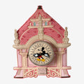 Once Upon Magic pink faux leather clock bag with Mickey Mouse on the clock face, inspired by Disneyland Hotel architecture.