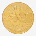 Once Upon Magic gold-finish souvenir medal featuring Mickey Mouse and the year 2026, with Disneyland Paris inscription.