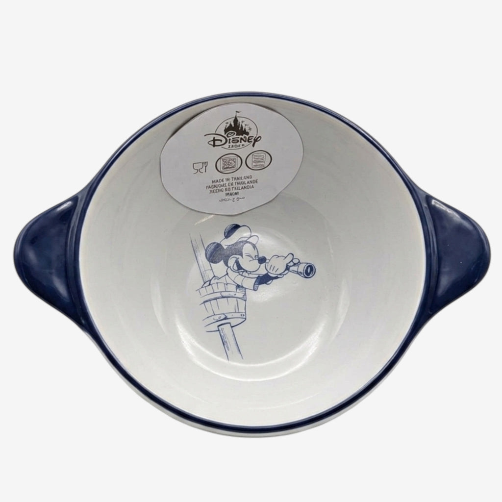 Once Upon Magic Disneyland Paris Newport Bay Club exclusive ceramic bowl with Mickey Mouse nautical design.