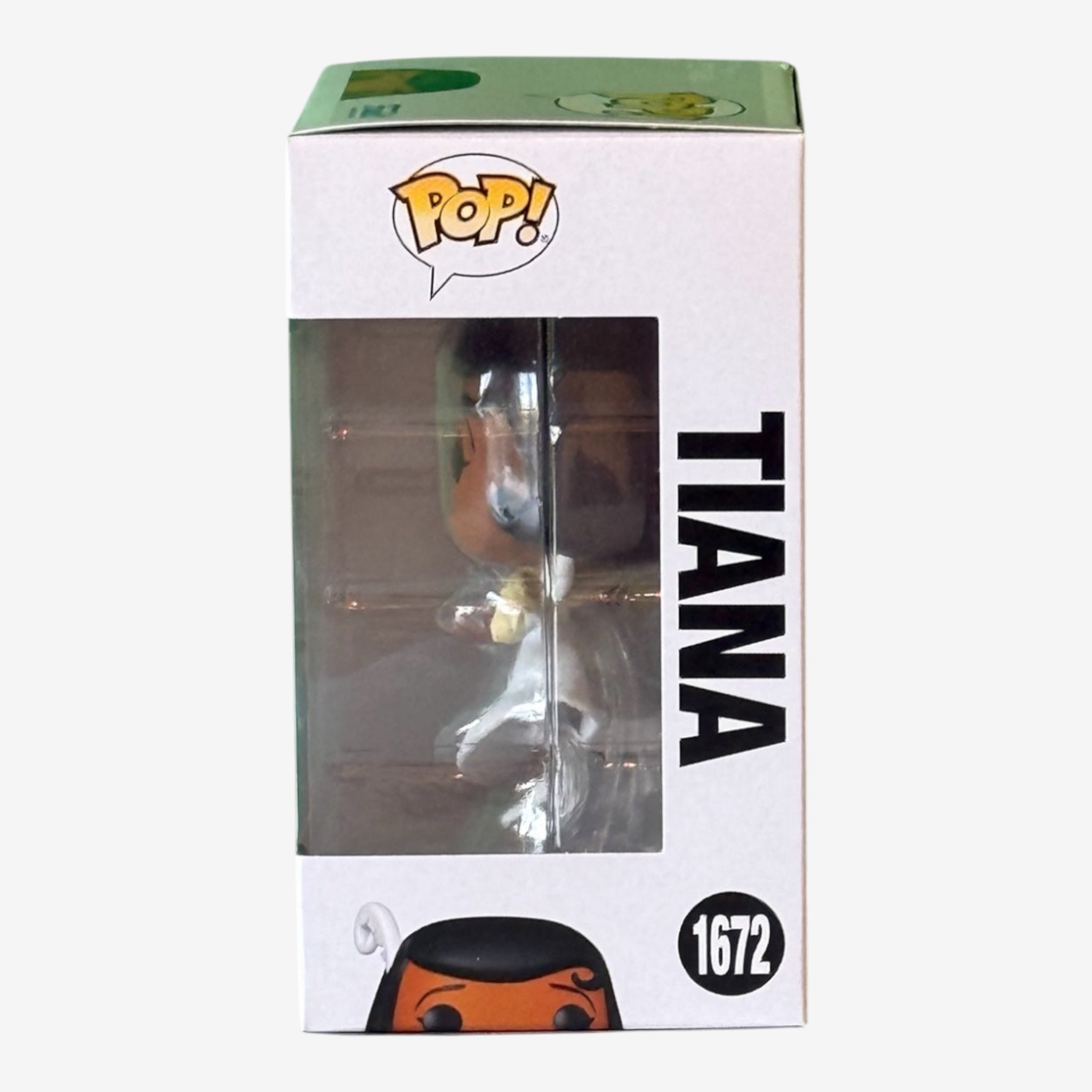 Once Upon Magic Funko Pop Tiana 1672 vinyl figure in its original box, featuring the character's iconic green dress and tiara.
