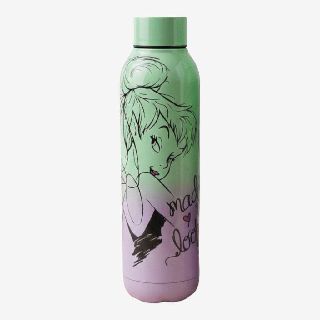 Gourde isotherme Once Upon Magic en acier inoxydable, dégradé menthe et lavande, avec illustration de la Fée Clochette.