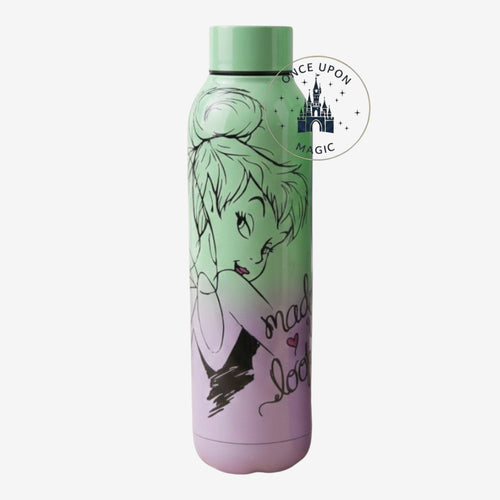 Gourde isotherme Once Upon Magic en acier inoxydable, dégradé menthe et lavande, avec illustration de la Fée Clochette.