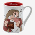 Once Upon Magic white ceramic mug featuring Grumpy from Snow White with a red interior and 'Keep Smiling' text.