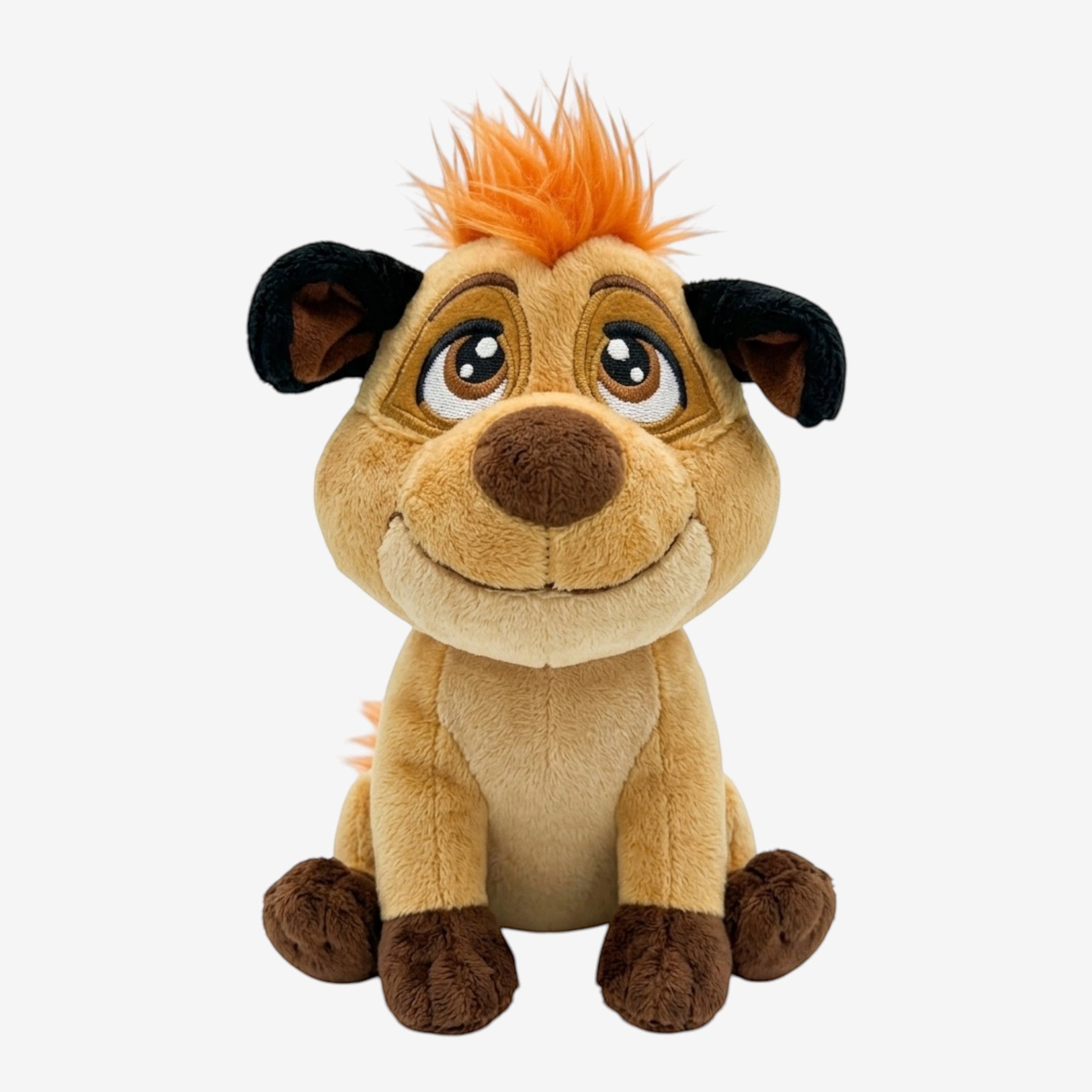Once Upon Magic hyena plush toy with orange mohawk, big eyes, and friendly smile. Soft and huggable.