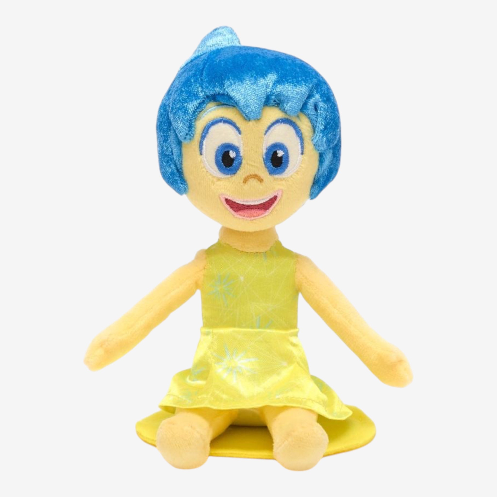 Once Upon Magic's yellow and blue plush toy of Joy from Disney Pixar's Inside Out, with magnetic shoulder attachment.